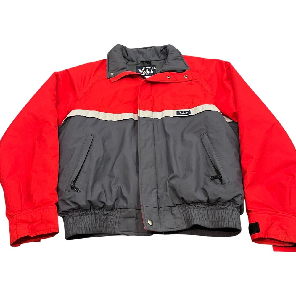 Woolrich Bomber Jacket Mens L Red Gray Vintage Gore-Tex Quallofil Made in USA
